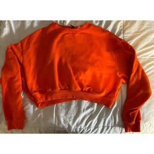Divided H&M Orange Cropped Long Sleeve Sweatshirt